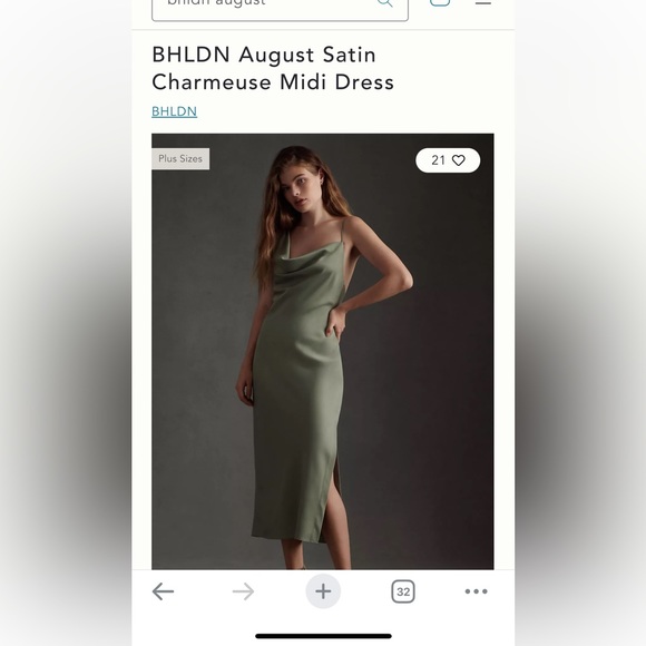 bhldn august satin charmeuse midi dress BHLDN August Satin Charmeuse Midi Dress. US Size 4,